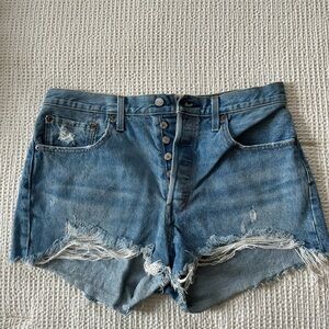 Levi's Blue Distressed Jean Shorts